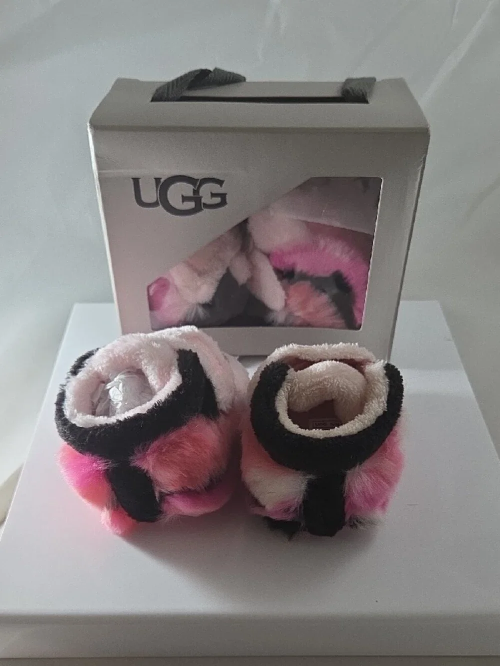 UGG Kids Pink Panda Plush Slippers